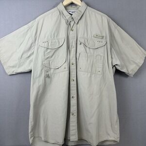 Columbia Men's PFG Performance Fishing Gear / Camping Shirt Beige Size XL Cotton